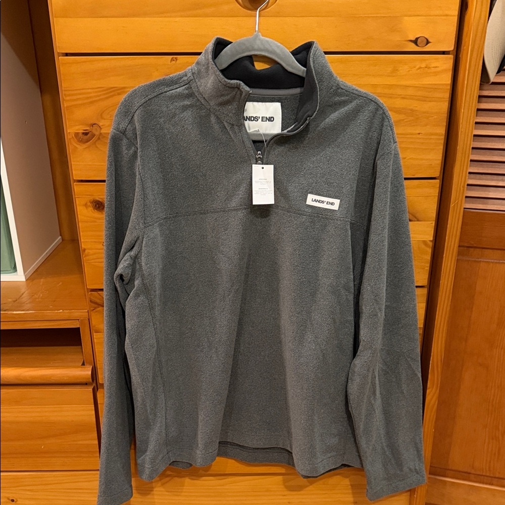 Lands' End Gray Fleece Quarter Zip